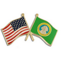 Washington & USA Crossed Flag Pin